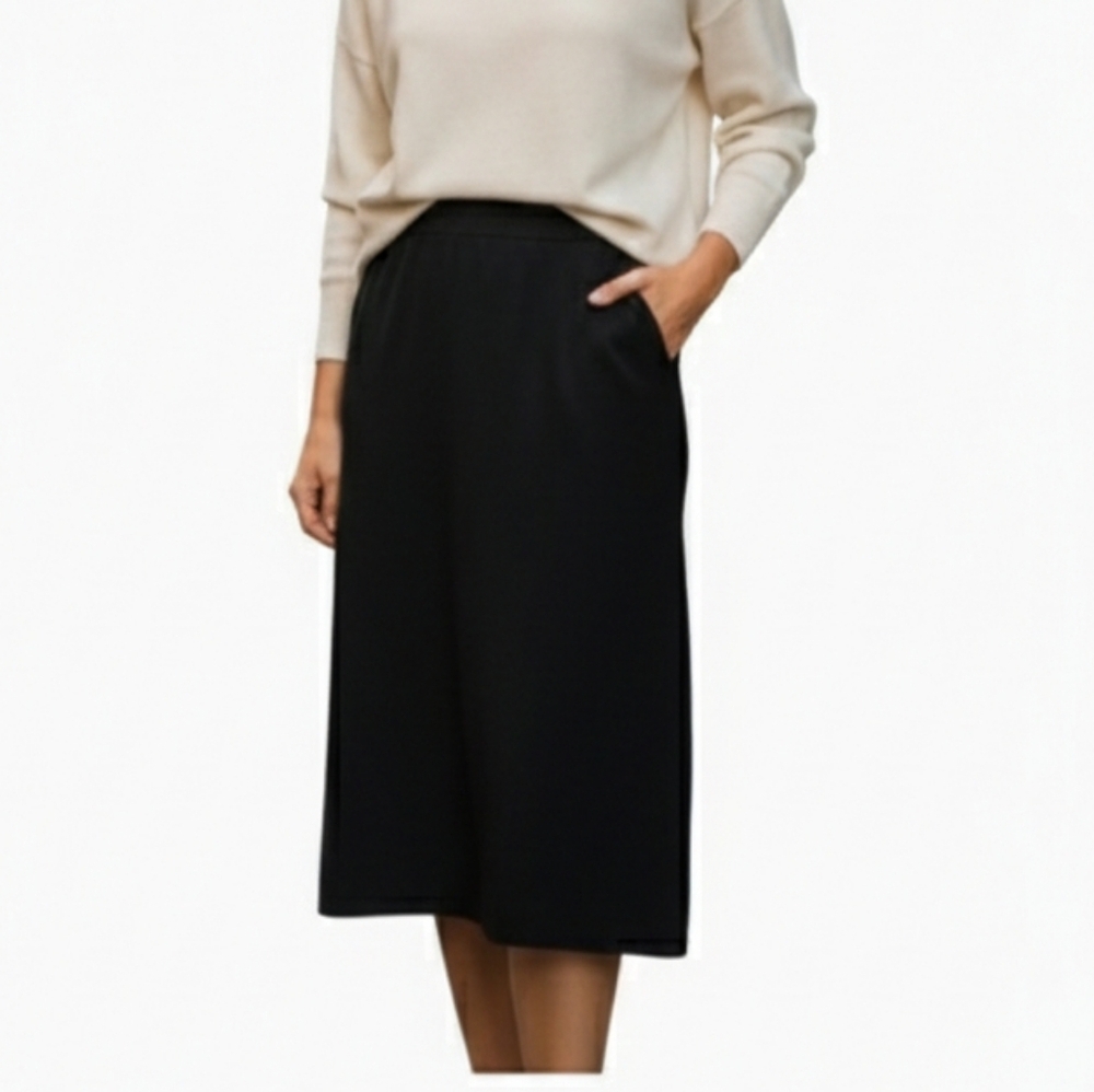 Kasper Black Midi Pencil Skirt Size 12 Career Professional Workwear